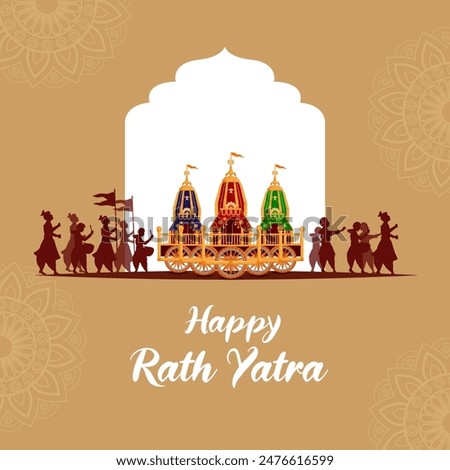 vector illustration of Rath Yatra Chariot Festival of Hindu God Lord Jagannath celebrated in Odisha India