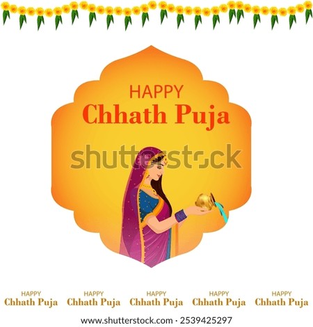 vector illustration of Happy Chhath Puja holiday background celebrating traditional festival of India and Nepal