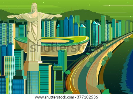 vector illustration of Christ the Redeemer statue in Brazil