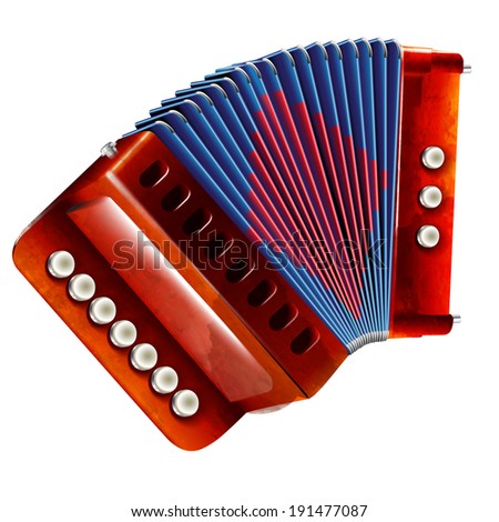 Musical instruments series. Traditional harmonica, isolated on white background