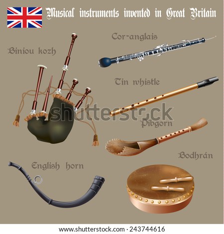 Musical Background Series. Set Of Musical Instruments Invented In Great ...