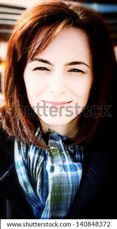 Close-up of  happy woman's face.
