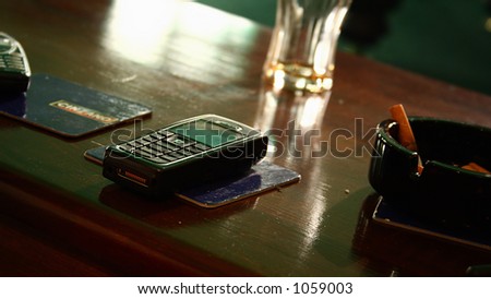 Cell phone on a desk in Club