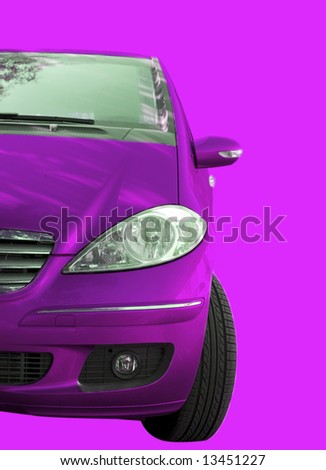 Pink car isolated on pink