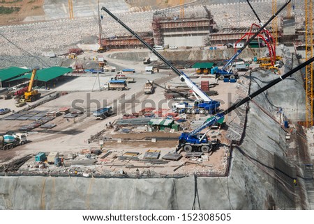 Huge construction site for dam