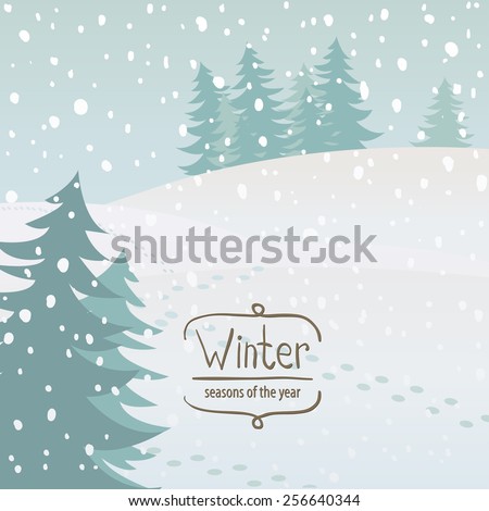 Vector illustration of the seasons, winter, snow
