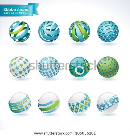 Set of vector abstract globe icons