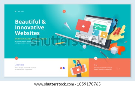 Website template design. Modern vector illustration concept of web page design for website and mobile website development. Easy to edit and customize.