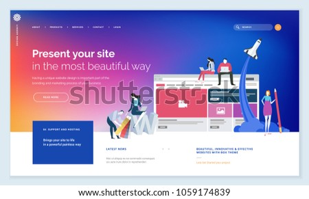 Effective website template design. Modern flat design vector illustration concept of web page design for website and mobile website development. Easy to edit and customize.