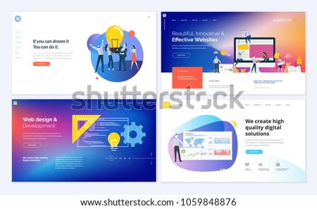 Set of creative website template designs. Vector illustration concepts of web page design for website and mobile website development. Easy to edit and customize.