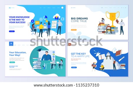 Set of web page design templates for staff education, consulting, college, education app. Modern vector illustration concepts for website and mobile website development.  商業照片 © 