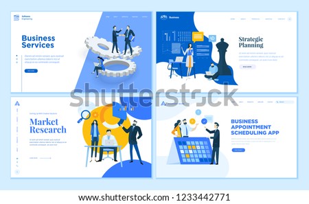 Set of flat design web page templates of business apps and services, strategic planning, market research . Modern vector illustration concepts for website and mobile website development. 