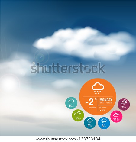 Weather widget template and sky background