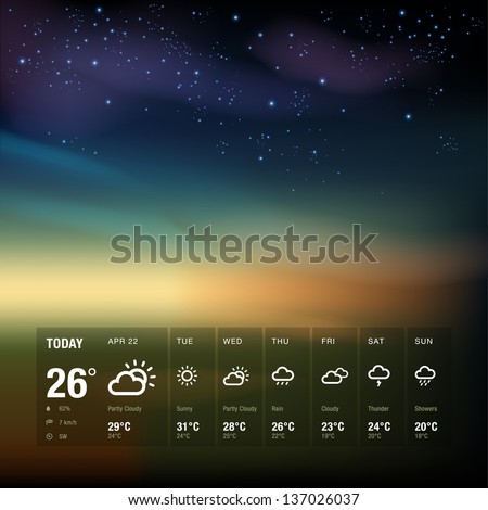 Weather widget template and sky background