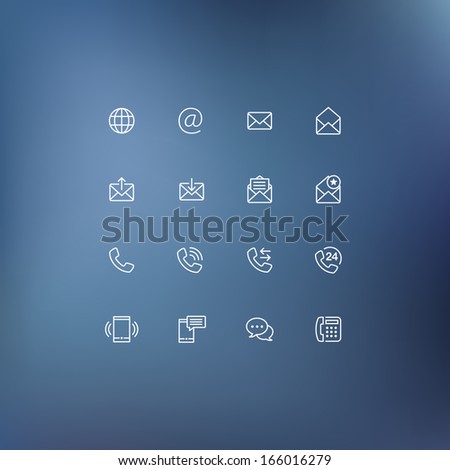 Set of communication icons. Phone call, email and chat icons.
