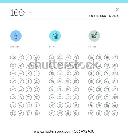 Set of business icons for web and mobile. Info, business and finance icons. 