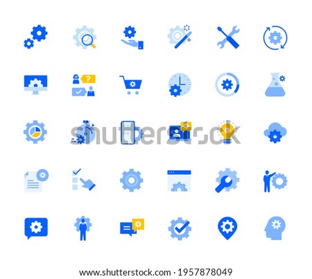 Settings and preferences icons set for personal and business use. Vector illustration icons for graphic and web design, app development, marketing material and business presentation. 