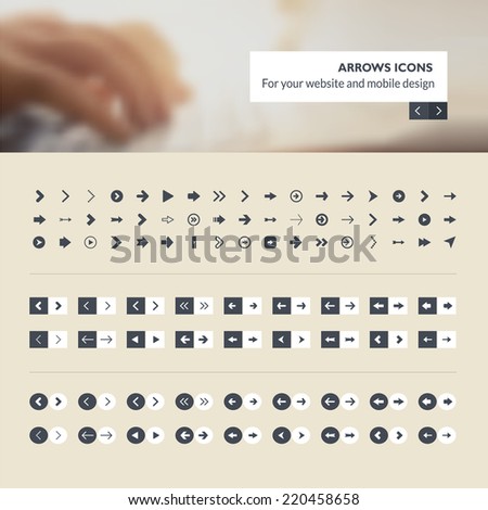 Set of arrows icons for website and mobile app design development     