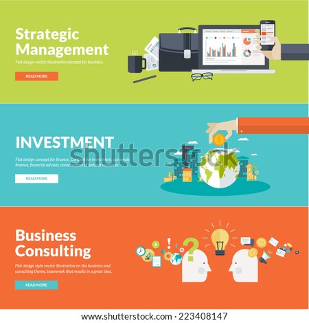Flat design concepts for business, finance, strategic management, investment, natural resources, consulting, teamwork, great idea. Concepts for web banners and promotional materials.