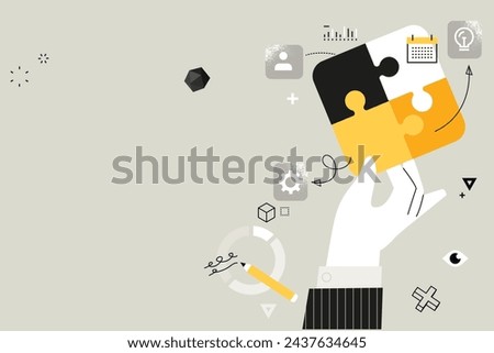 Business concept illustration. Vector illustration of business solutions, problem solve, consulting, opportunity, planning. Creative concept for web banner, social media, business and marketing.