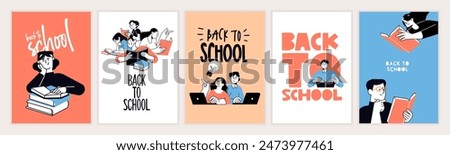 Set of back to school posters and banners. Vector illustration concepts for graphic and web design, business presentation, marketing and print material. 