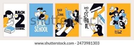 Set of back to school posters and banners. Vector illustration concepts for graphic and web design, business presentation, marketing and print material. 