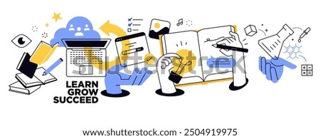 Education banner. Vector illustration of education, learning, back to school, online course and training, distance education and e-learning.