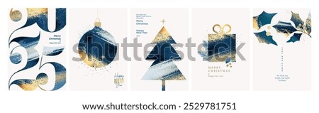 Christmas and New Year Greeting Cards. Vector illustration concepts for background, greeting card, party invitation card, website banner, social media banner, marketing material.