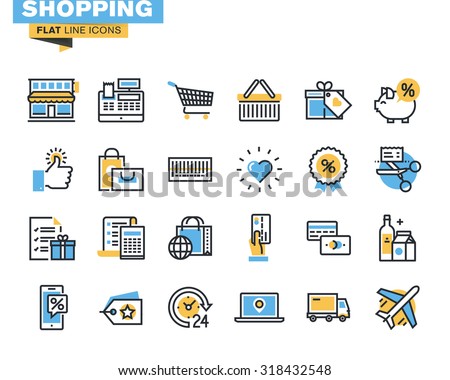 Trendy flat line icon pack for designers and developers. Icons for shopping, e-commerce, m-commerce, delivery, for websites and mobile websites and apps. 