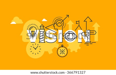 Thin line flat design banner of company vision statement.  Modern vector illustration concept of word vision for website and mobile website banners, easy to edit, customize and resize.