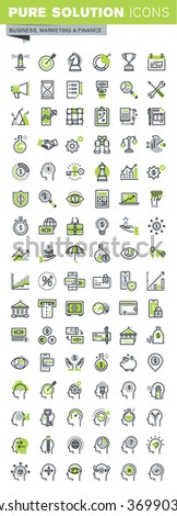 Thin line icons set of banking, insurance, affiliate marketing, business workflow, career opportunities, team skills, management. Premium quality outline icon collection.
