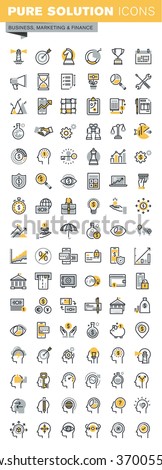 Set of modern vector thin line business and finance icons. Modern vector logo pictogram and infographic design elements collection. Outline icon collection for website and app design.