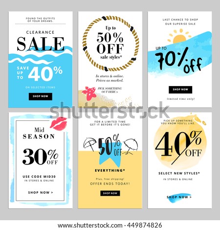 vector images illustrations and cliparts set of season sale banner promo email template
