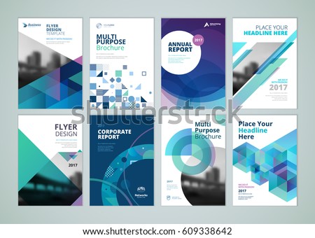 Brochure, annual report, flyer design templates in A4 size. Set of vector illustrations for business presentation, business paper, corporate document cover and layout template designs.
