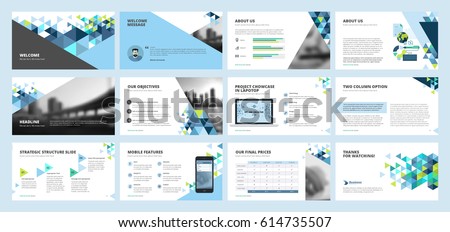 Business presentation templates. Set of vector infographic elements for presentation slides, annual report, business marketing, brochure, flyers, web design and banner, company presentation.