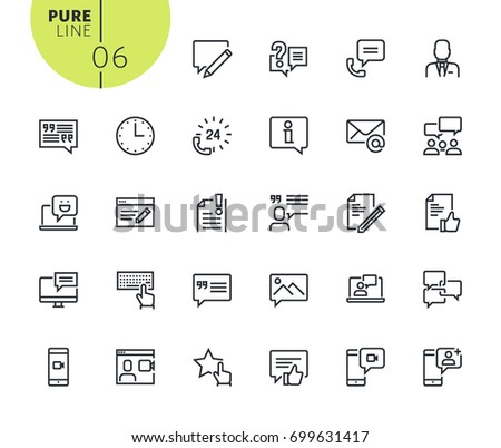 Set of social media and networking icons. Modern outline web icons collection for web and app design and development. Premium quality vector illustration of thin line web symbols.