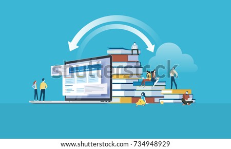 Flat design style web banner for education apps, online training courses, distance education. Vector illustration concept for web design, marketing, and print material.