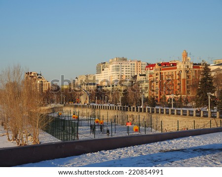 SAMARA, RUSSIA - MARCH 19: View of the city on March 19, 2014 in Samara, Russia.