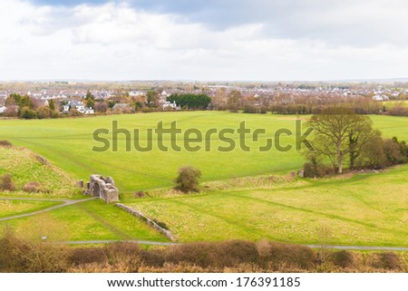 Sheep's Gate and the town of Trim Ireland seen from above