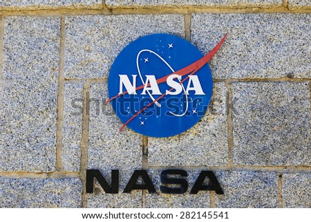 ROBLEDO DE CHAVELA, SPAIN - MAY 15, 2015: NASA Logo at the Madrid Deep Space Communications Complex. The Madrid Deep Space Communications Complex is a ground station located in Spain.