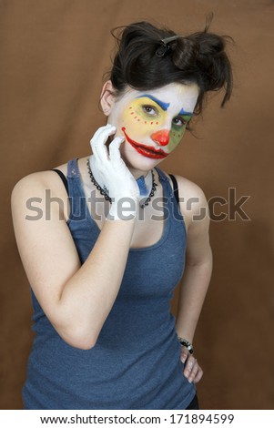 Young  girl  to  dress  up  as  a  sad  clown