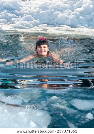 Winter swimming in the Primorye region, Russia