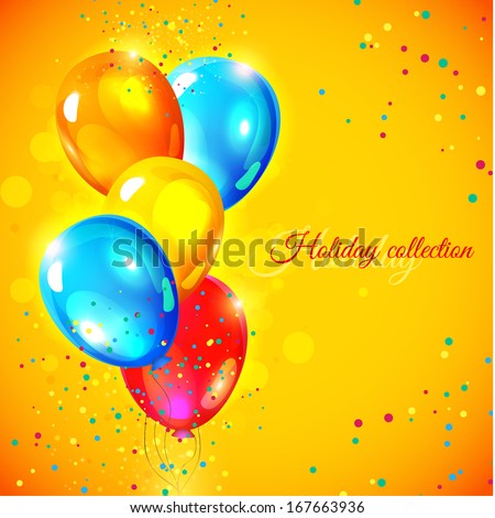 Abstract Background with Colorful Balloons. Vector illustration. Holiday design for Birthday Card.