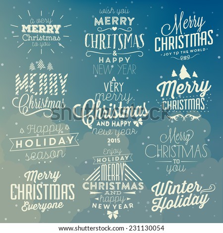 Christmas Typographic Background Set / Merry Christmas And Happy New Year