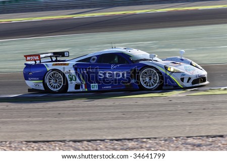 ALGARVE, PORTUGAL - JULY 31:An unidentified driver in a Gt1 Saleen S7R - Ford accelerates in the 24 hour endurance race at Le Mans Series, July 31, 2009 in Portimao, Algarve, Portugal.