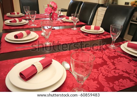 Table set for a dinner.