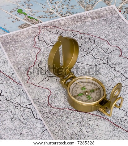 orienteering: compass on maps