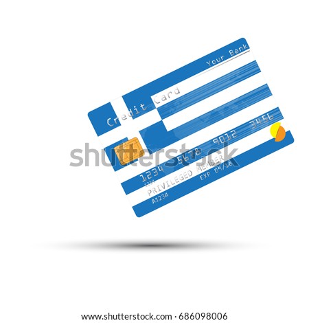 Credit Card covered with Greece flag. Vector illustration