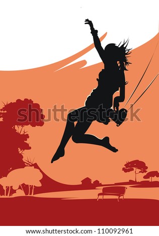 Vector Silhouette Of Girl On Swing Eps10 - 110092961 : Shutterstock