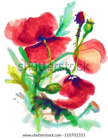Poppy. Watercolor Stock Photo 110702333 : Shutterstock